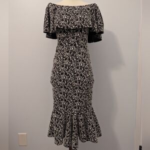 LuLaRoe Black and White Off Shoulder Dress XXS